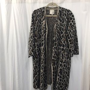 Joie Leopard Print Long Cardigan Sweater
